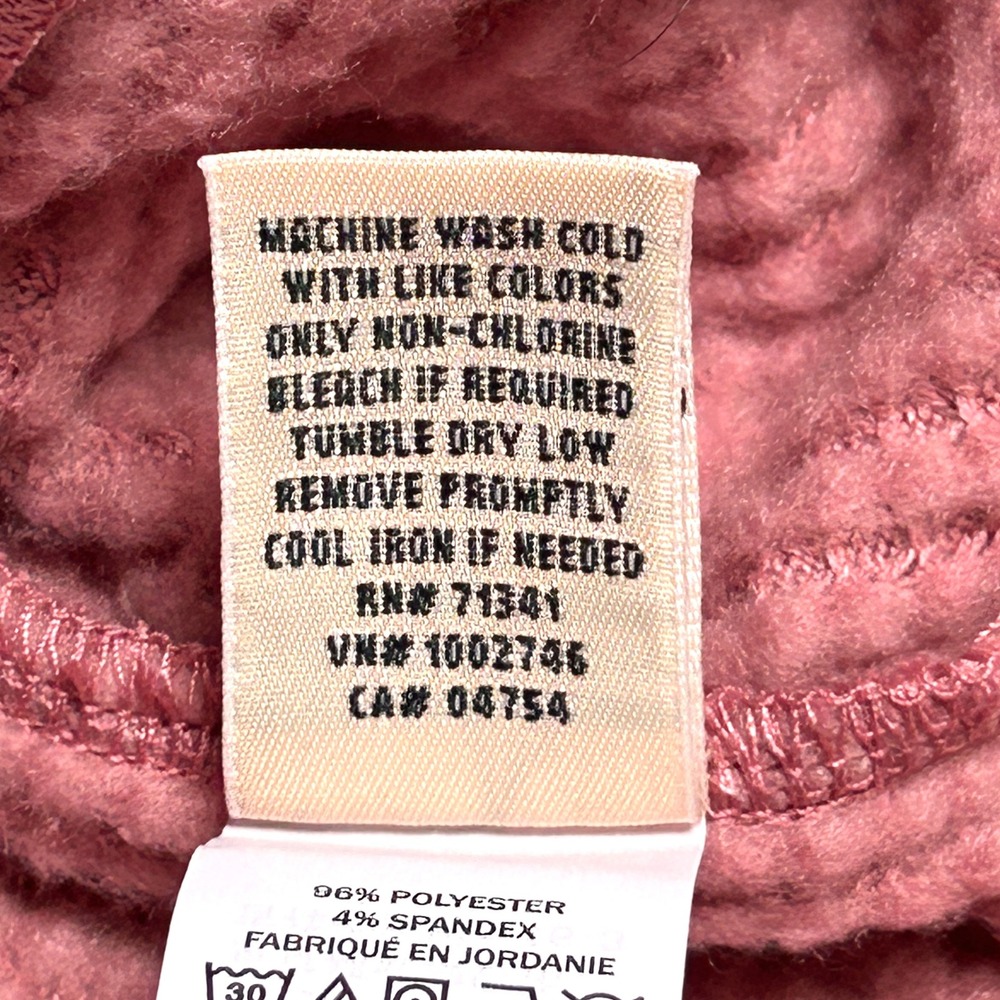 L.L.Bean Women's Waffle Knit Quarter Zip Pullover M Dusty Rose Fleece - Picture 5 of 9